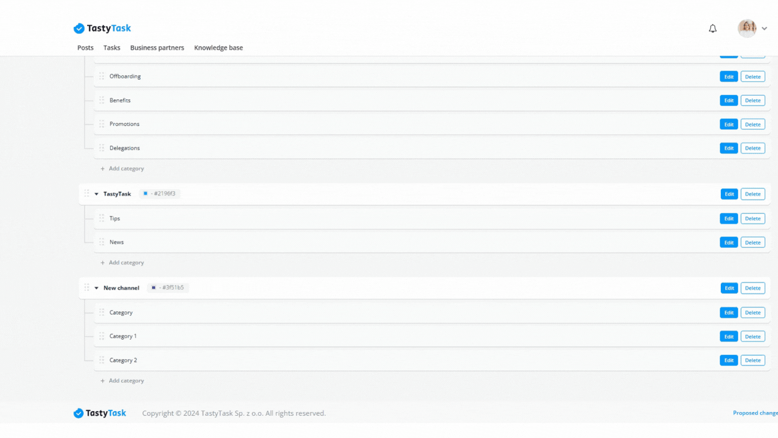Channels and Categories in Tasks | TastyTask